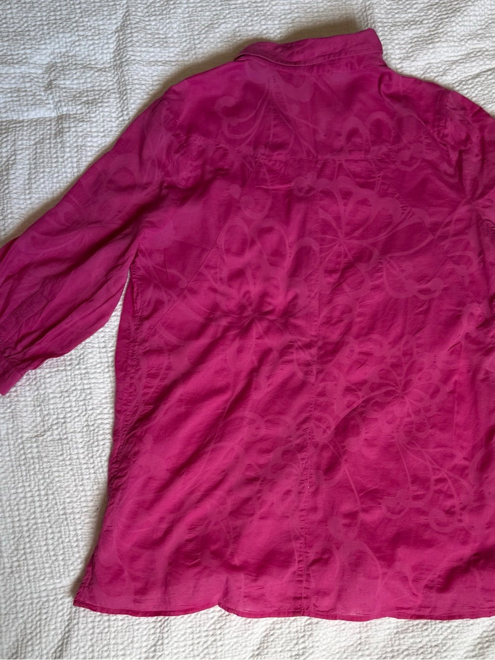 Bright Fuchsia Button-Front Tunic Top - Picture 2 of 4